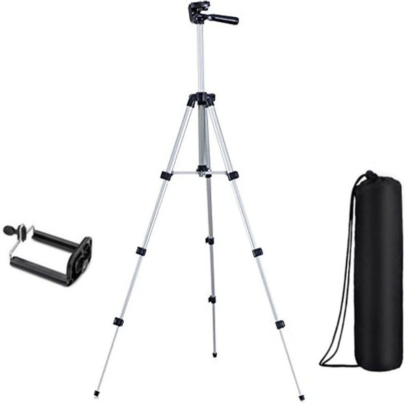 snowbudy Premium Quality Tripod 3110 Stand 360 Degree 105cm Extendable Portable Digital Camera Mobile Stand Holder Camcorder Tripod Stand Lightweight Aluminum Flexible Portable Three-way Head Compatible Tripod(Silver, Black, Supports Up to 1500 g)