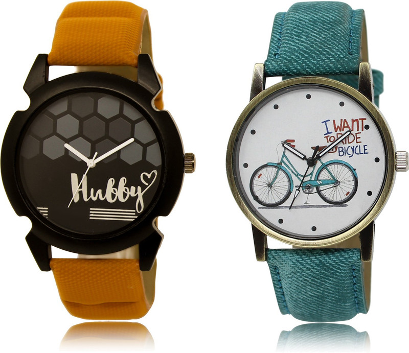 loretta Fresh Fashion LT_32_232 New Hubby Cycle Round Dial Couple Combo Analog Watch  - For Boys & Girls