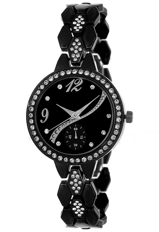 rexan Black crystal studded chronograph bracelet strap beautiful Watch - For Girls FX-309 Analog Watch  - For Women