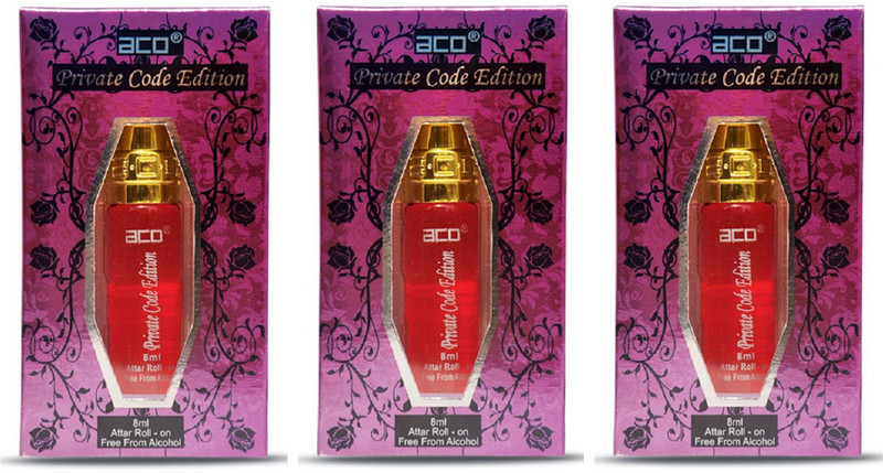 ACO Private Code Edition Alcohol - Free Premium Attar Roll On 8ml Each (Pack of 3) Floral Attar(Floral)