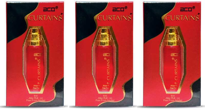 ACO Curtains Edition Alcohol - Free Premium Attar Roll On 8ml Each (Pack of 3) Floral Attar(Citrus)