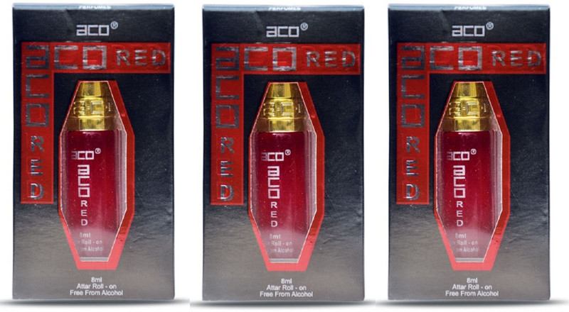 ACO Red Alcohol - Free Premium Attar Roll On 8ml Each (Pack of 3) Floral Attar(Floral)