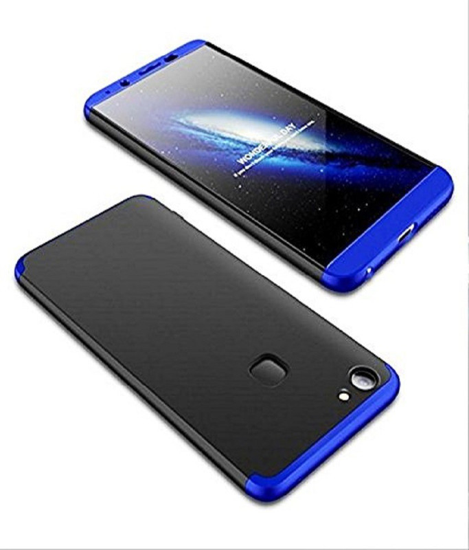 mc moms Back Cover for GKK Front & Back Cover, 3 In 1 All Side Protection For Vivo V7 Plus(Black & Blue, Shock Proof)