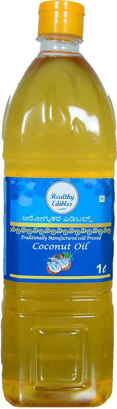 healthy edibles Traditional Cold Pressed Coconut Oil Coconut Oil Plastic Bottle(1 L)