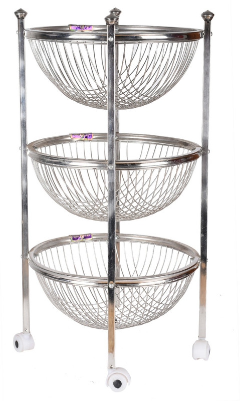 synosilver Stainless Steel Fruit & Vegetable Basket(Silver)