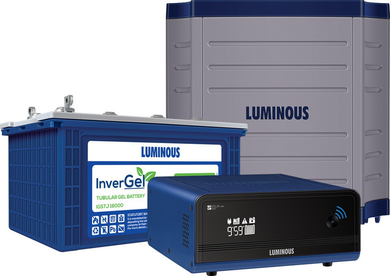 Luminous Zelio 1100 Wifi + InverGel IGSTJ 18000 150 Ah Gel Tubular Battery + Trolley TX100L Tubular Inverter Battery(150Ah)