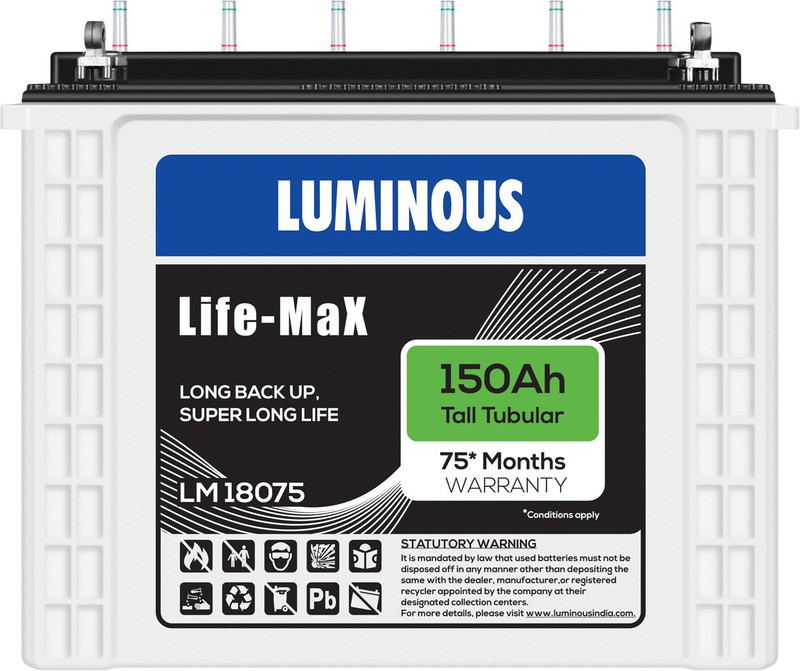 Luminous LifeMax LM18075 150Ah Tall Tubular Battery Tubular Inverter Battery(150Ah)