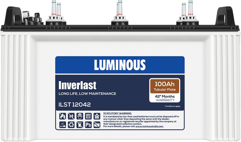 Luminous Inverlast ILST12042 100Ah Short Tubular Battery Tubular Inverter Battery(100Ah)