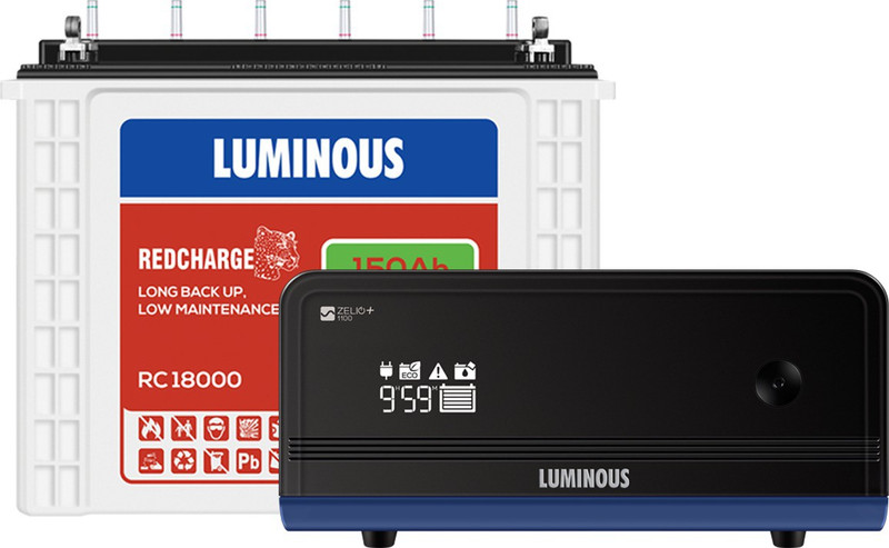 Luminous Zelio 1100 Inverter with RC18000 150 Ah Tubular Battery Tubular Inverter Battery(150Ah)