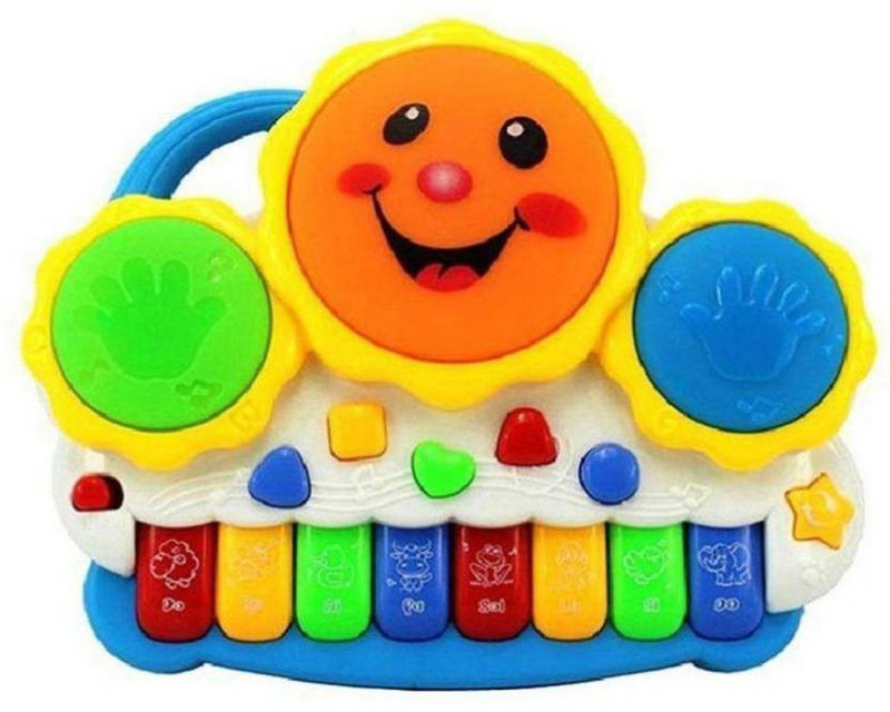 NANDINI ENTERPRISE Latest Drum Keyboard Musical Toys With Flashing Lights, Animal Sounds & Songs - Battery Operated Kids Toys (Multicolor)(Multicolor)