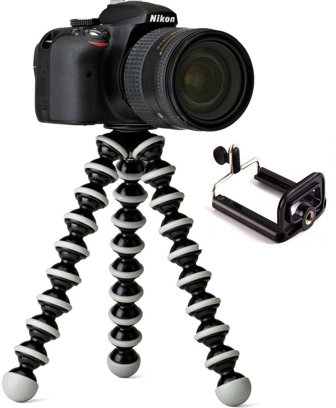 shop93 store Fully Flexible Foldable Mini Small Size Gorilla Tripod Stand for Mobile Camera, DSLR, Smartphone and Action Cameras Tripod Supports Up to 2000 gram Tripod(White, Black, Supports Up to 2000 g)