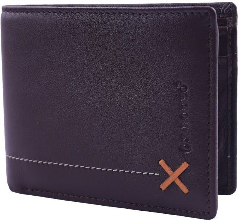 ox rodeo Men Maroon, Tan Genuine Leather Wallet(14 Card Slots)