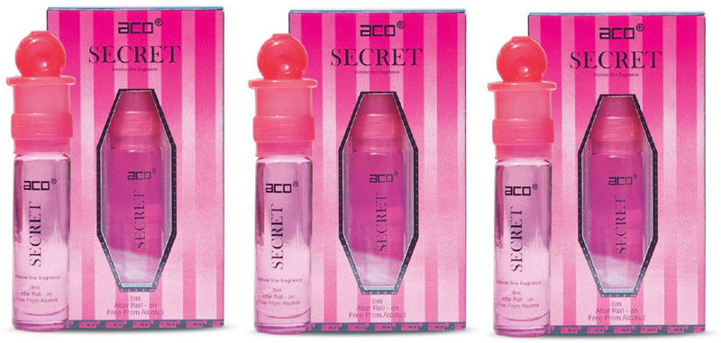 ACO Secret Alcohol - Free Attar Roll On 2.5ml Each (Pack of 3) Floral Attar(Floral)