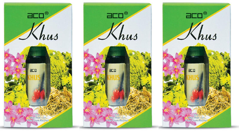 ACO Khus Alcohol - Free Attar Roll On 8ml Each (Pack of 3) Floral Attar(Floral)
