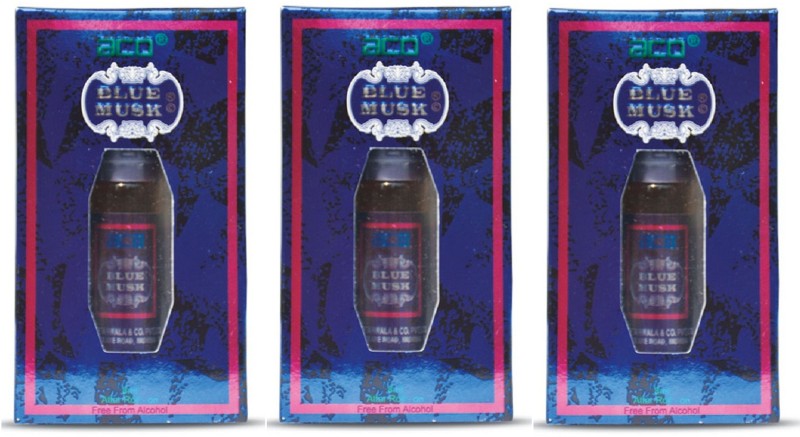 ACO Blue Musk Alcohol - Free Attar Roll On 2.5ml Each (Pack of 3) Floral Attar(Floral)