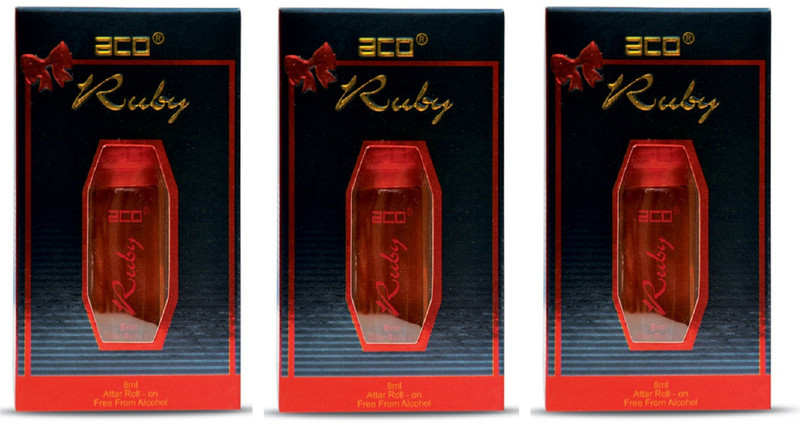 ACO Ruby Alcohol - Free Attar Roll On 8ml Each (Pack of 3) Floral Attar(Floral)