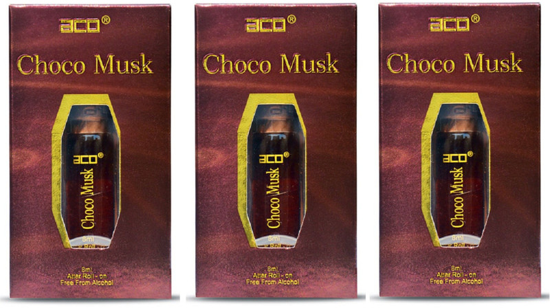 ACO Choco Musk Alcohol - Free Attar Roll On 2.5ml Each (Pack of 3) Floral Attar(Floral)
