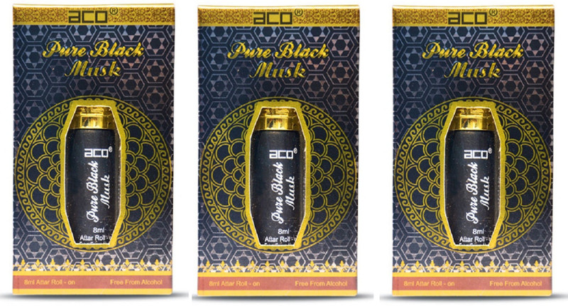 ACO Black Musk Alcohol - Free Attar Roll On 2.5ml Each (Pack of 3) Floral Attar(Floral)