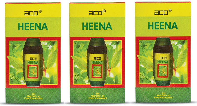 ACO Heena Alcohol - Free Attar Roll On 8ml Each (Pack of 3) Floral Attar(Gul Hina)