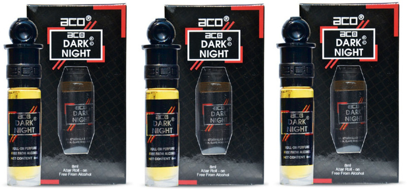 ACO Dark Night Alcohol - Free Attar Roll On 2.5ml Each (Pack of 3) Floral Attar(Floral)