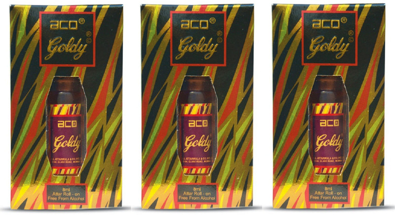 ACO Goldy Alcohol - Free Attar Roll On 2.5ml Each (Pack of 3) Floral Attar(Floral)