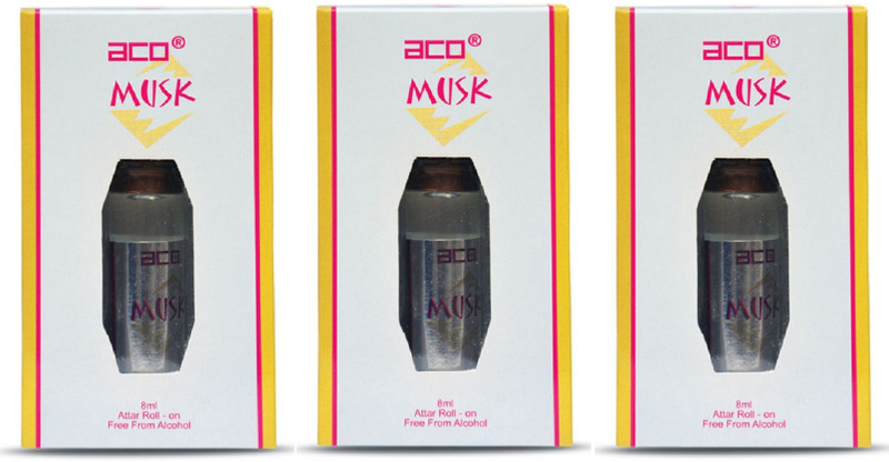 ACO Musk Alcohol - Free Attar Roll On 2.5ml Each (Pack of 3) Floral Attar(Floral)