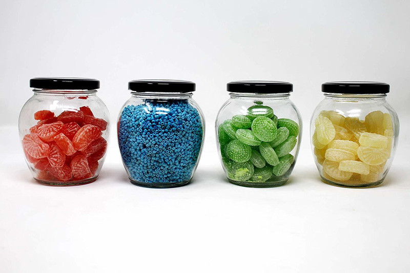 nature care enterprise glass jar  - 400 ml Glass Pickle Container & Salt Pepper Container, Fridge Container, Spice Container, Grocery Container(Pack of 4, Clear)