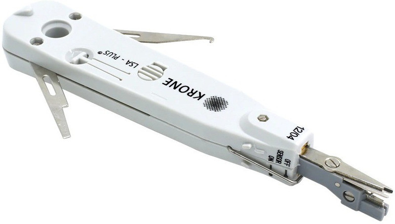 Divinext Smooth Punch Down Tool Krone Tool with Sensor, Scissors, Wire Hook & Blade Telecom Phone Wire Cable Module RJ11 RJ45 Cat5 Ethernet Network Patch Panel Faceplate Tool Original Classic Krone Tool Network Interface Card(White)