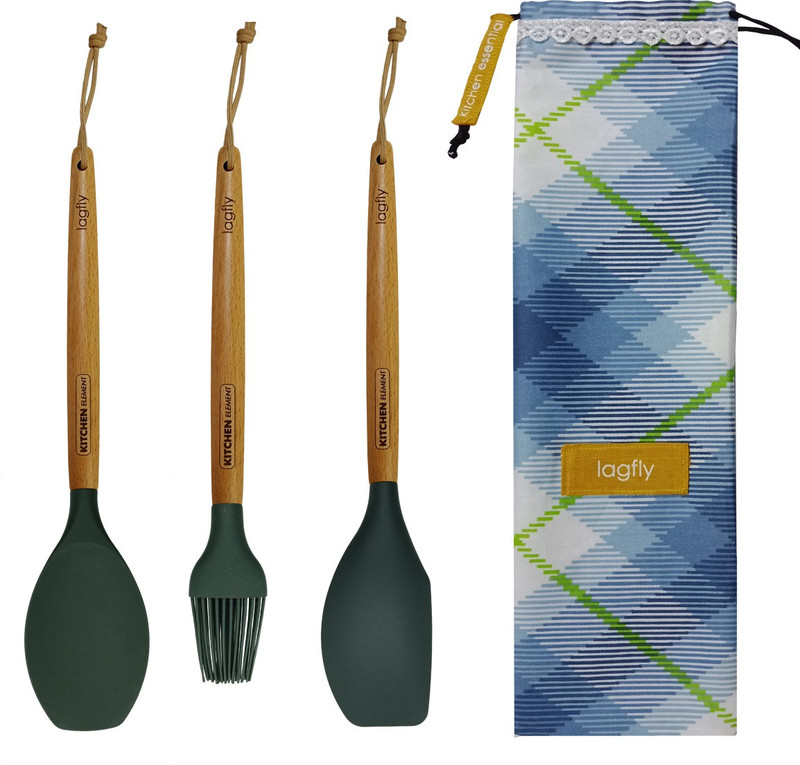 lagfly Silicone Spatula Set for Kitchen with Wooden Handle Kitchen Tool Set