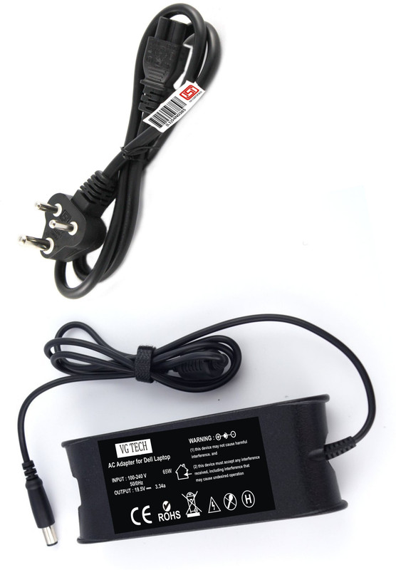 vgtech Laptop Adapter Compatable with Del-XPS 16 1640 65 W Adapter(Power Cord Included)