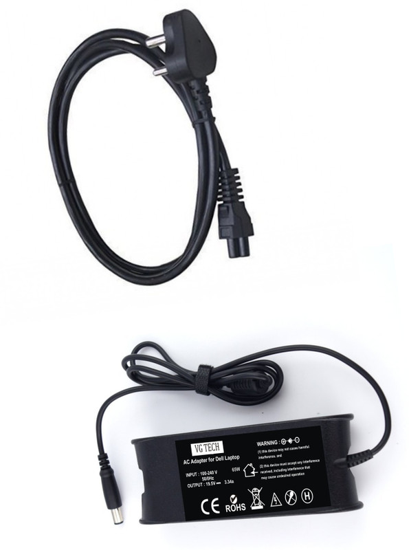 vgtech Laptop Aapter Compatable with Del-XPS 16 1645 65 W Adapter(Power Cord Included)