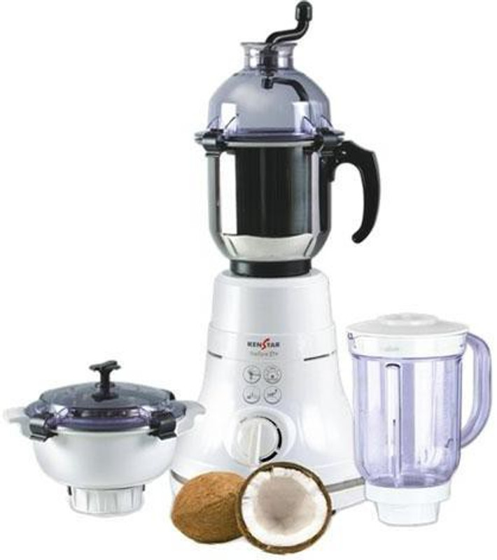 Kenstar Stallion 3J 600 W Mixer Grinder(White, 3 Jars)