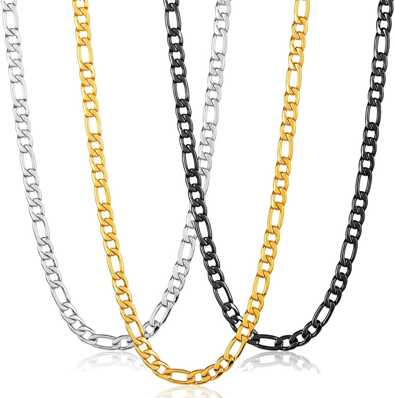 silverish Silver Gold Plated Chain (Set of 3) Silver, Gold-plated Plated Stainless Steel Chain Set