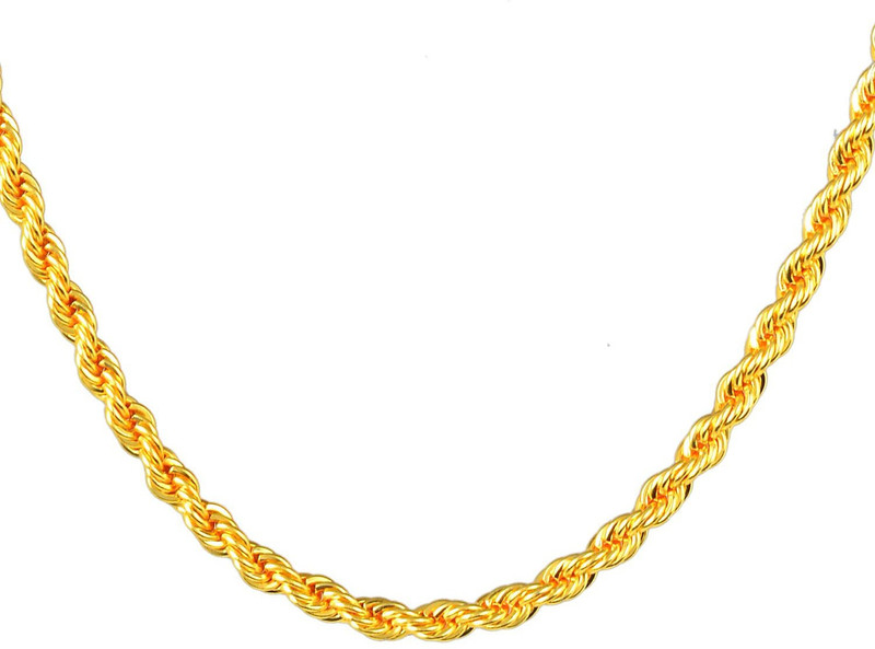 silverish 24K Gold Plated Chain Gold Rope Chain for Boys and Girls (22 inch) Gold-plated Plated Stainless Steel Chain
