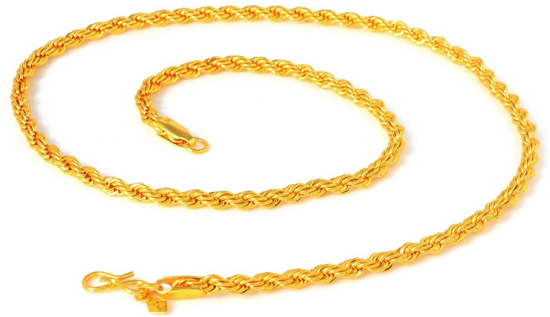 silverish 24K Gold Plated Chain Gold Rope Chain for Boys and Girls (20 inch) Gold-plated Plated Stainless Steel Chain