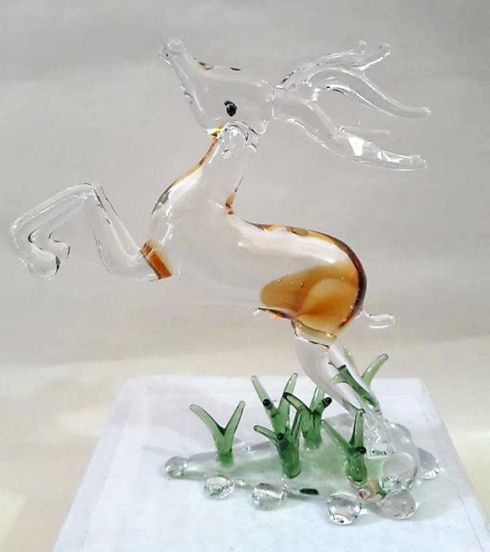 pundhir Deer-16 Decorative Showpiece  -  12 cm(Glass, Clear)