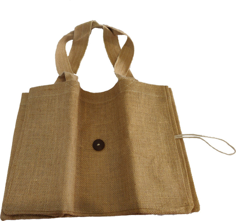 bit jaipur Foldable Jute Bag with Thread and Button Pure Jute Material is used Brown Shoulder Bag