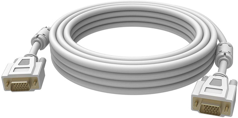 kathiriyas 15 Pin Male to Male Universal 5 m VGA Cable(Compatible with Monitor, White, One Cable)