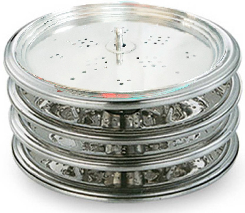sahajavi Sahajavi Mirror Finished Stainless Steel 6 Plates Idiyappam Puttu Stand/Plates/Thattu Standard Idli Maker(4 Plates , 4 Idlis )