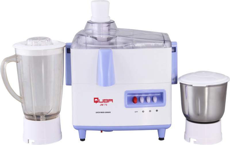 QUBA ------------ JM-75 JUICER MIXER GRINDER 500 W, with 2 JARS 500 Juicer Mixer Grinder(White, 2 Jars)