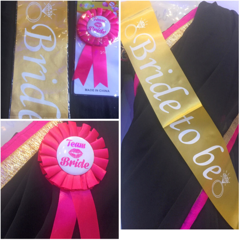 xldreams New Bride to be Sash and 6 Team Bride Badges