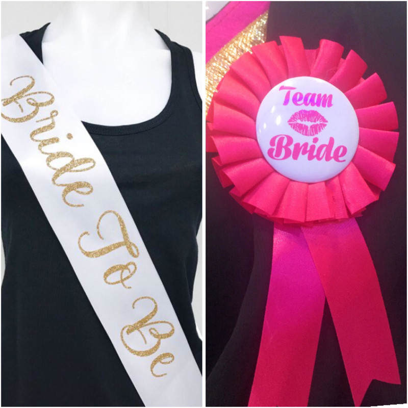 xldreams New Bride to be Sash and 6 Team Bride Badges