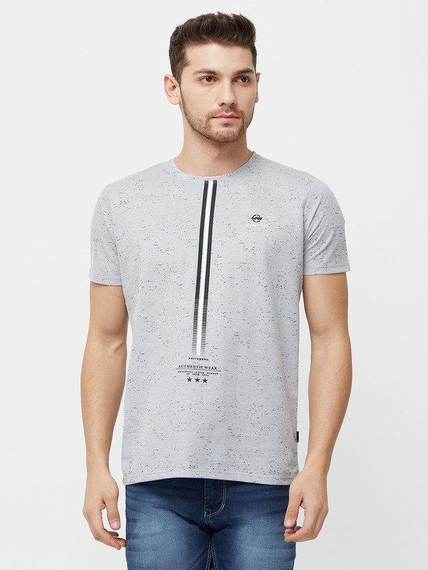Fritzberg Printed Men Round Neck Grey T 