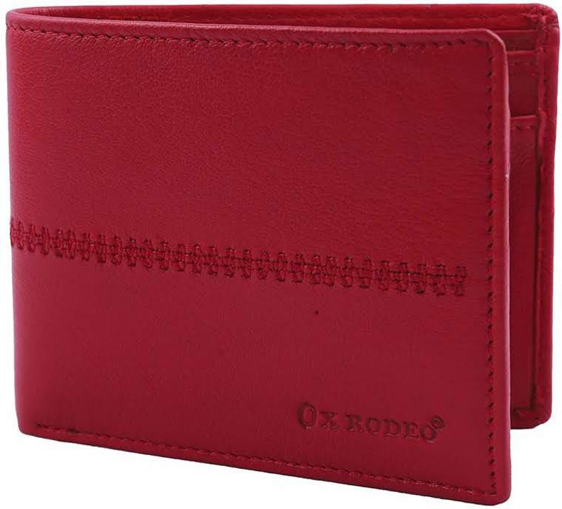ox rodeo Boys Casual Red Genuine Leather Wallet(9 Card Slots)