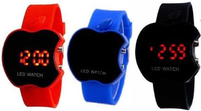 zeydan LED DISPLAY APPLE SHAPED COMBO ( PACK OF 3 ) TRUE COLOR FOR KIDS Digital Watch  - For Boys