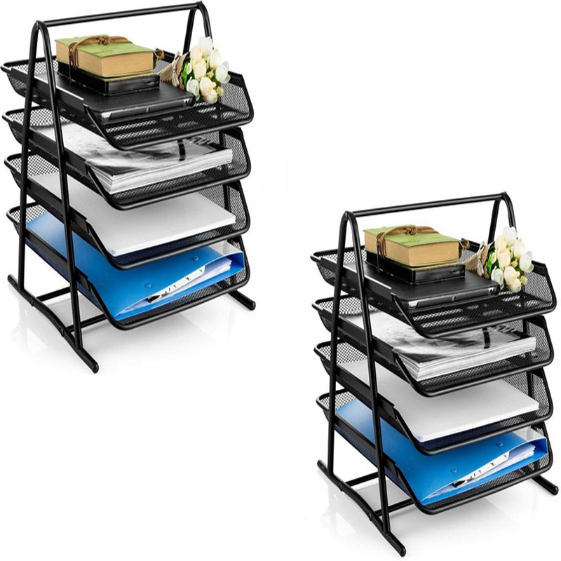 goodwill tech 4 Compartments Metal Desk file Tray 2pack(Black)