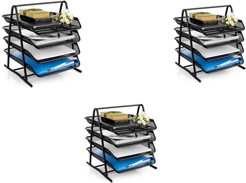goodwill tech 4 Compartments Metal Desk file Tray(Black)