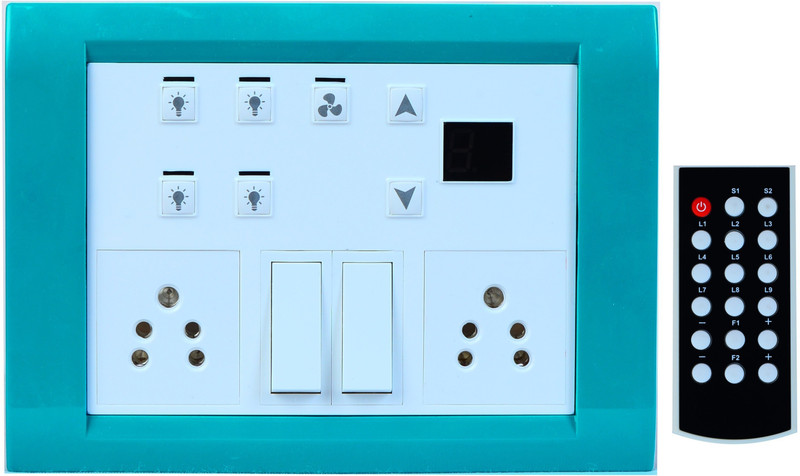 ecomax ECOMAX REMOTE CONTROLLED SMART SWITCHBOARD FOR 4 LIGHTS & 1 FAN - SKY-BLUE 7 A Two Way Electrical Switch(Pack of 1 Number of Switches - 7)