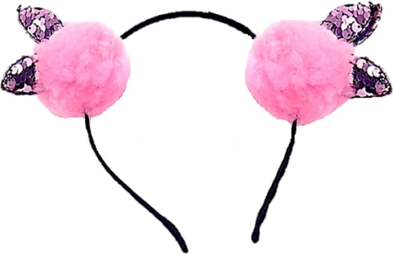 Proplady Designer Collection Stylish Shimmery Ears Stud Party Fur Hair Band for Baby Girls & Girls|Wedding Hair|Latest Kid Hair Hair Band, Head Band, Hair Accessory Set(Pink)