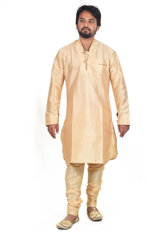 feel freedom fashion Men Self Design Straight Kurta(Beige)